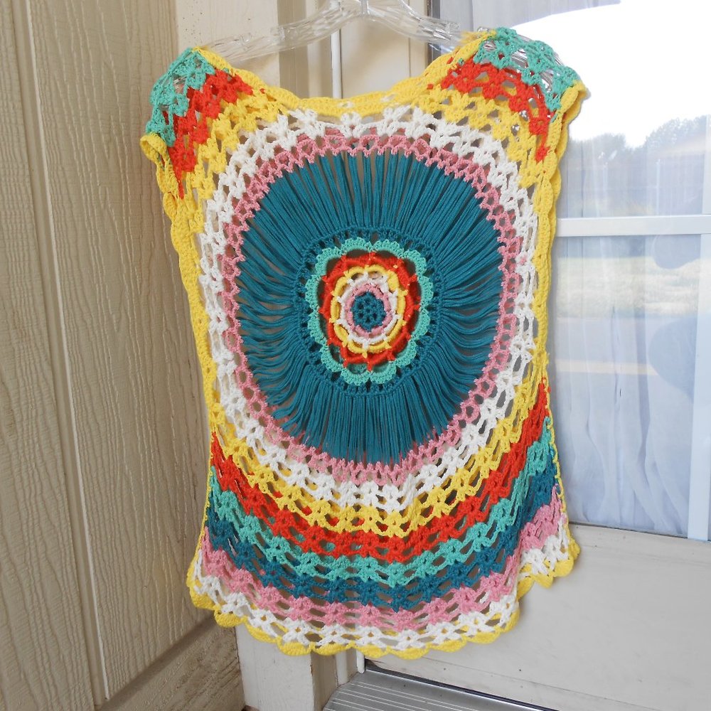 Multi-Colored Crochet Sweater Top